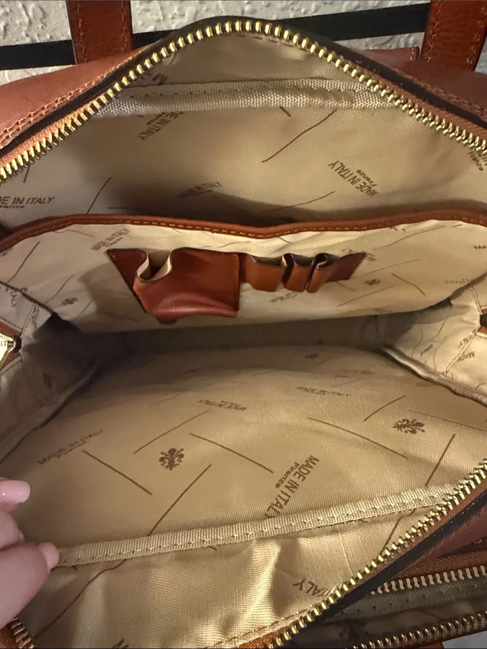 Leather Men’s Backpack Tote in Cognac Brown
